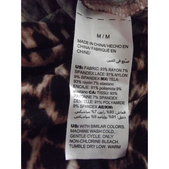 Soma Sleep Shorts Womens Medium Pajama Leopard Animal Print black lace trim knit - Picture 5 of 6